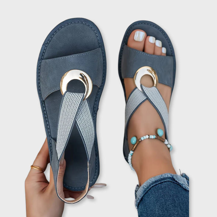 Abigail™ | Flat Sandals With Metal Buckle