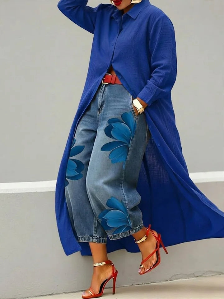 Audrey™ | Linen Shirt Dress and Jeans Set