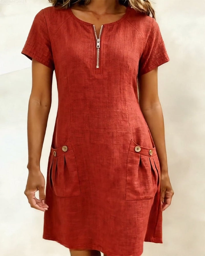 Amelia™ | Cotton Linen Dress Zipper