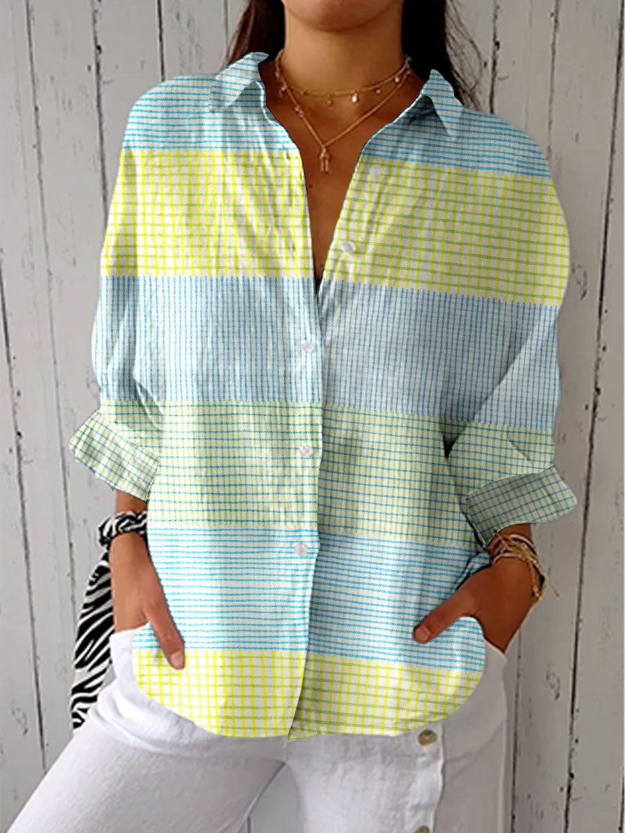 Aurelie™ | Pastel Grid Blouse
