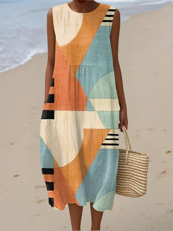 Jasmine™ | Iris Geometric Midi Dress