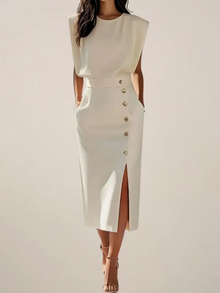 Lauren™ | Puti Midi Dress with Side Slit
