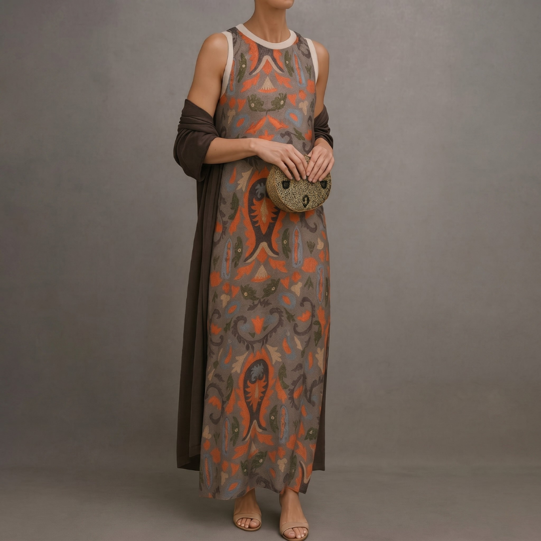 Aria™ | Printed Maxi Dress with Vest