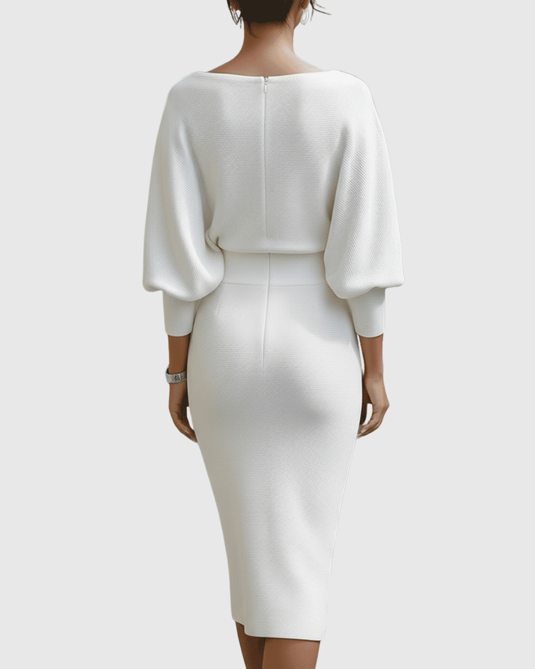 Paisley™ | White Draped Batwing Midi Dress
