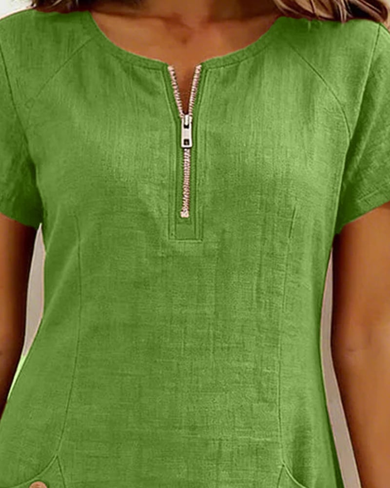 Amelia™ | Cotton Linen Dress Zipper