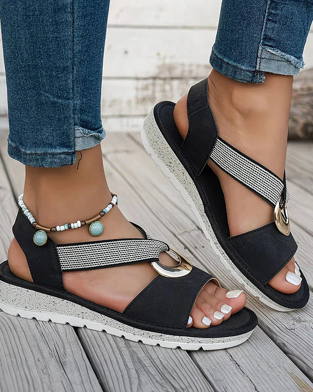 Abigail™ | Flat Sandals With Metal Buckle