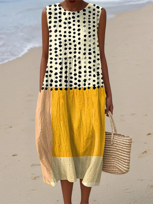 Courtney™ | Leah Polka Colourblock Midi Dress