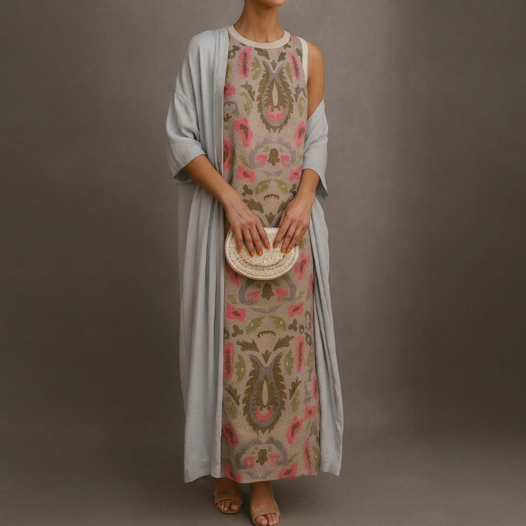 Aria™ | Printed Maxi Dress with Vest
