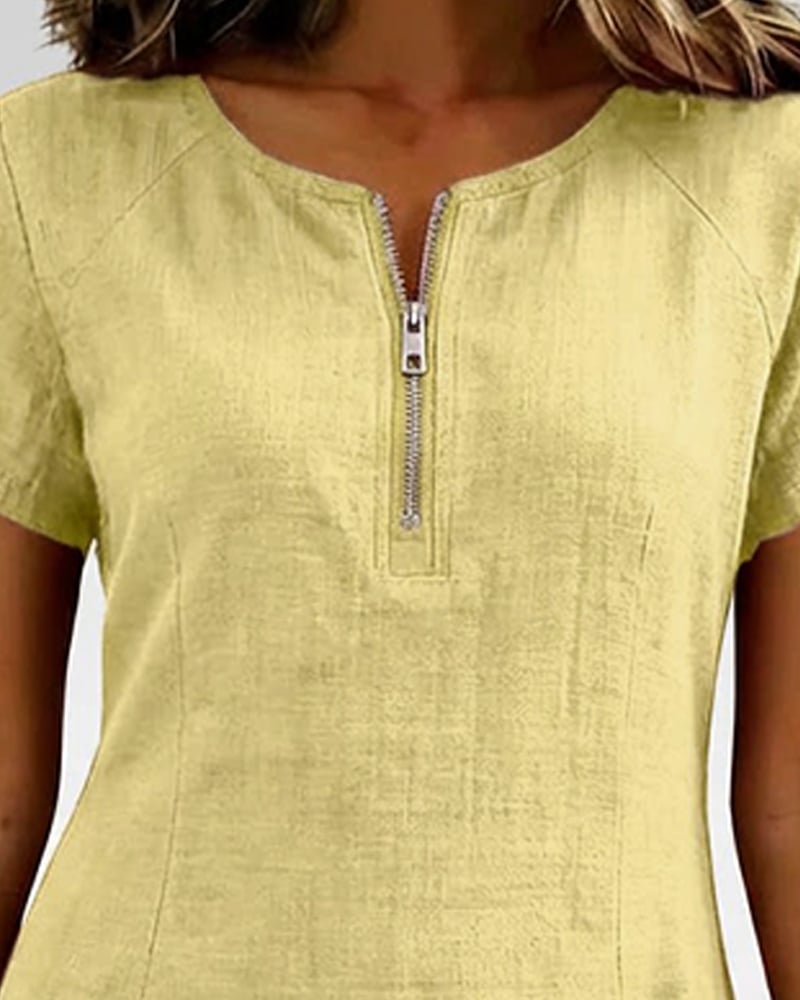 Amelia™ | Cotton Linen Dress Zipper