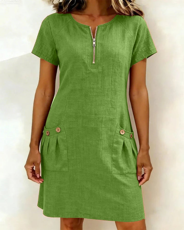Amelia™ | Cotton Linen Dress Zipper