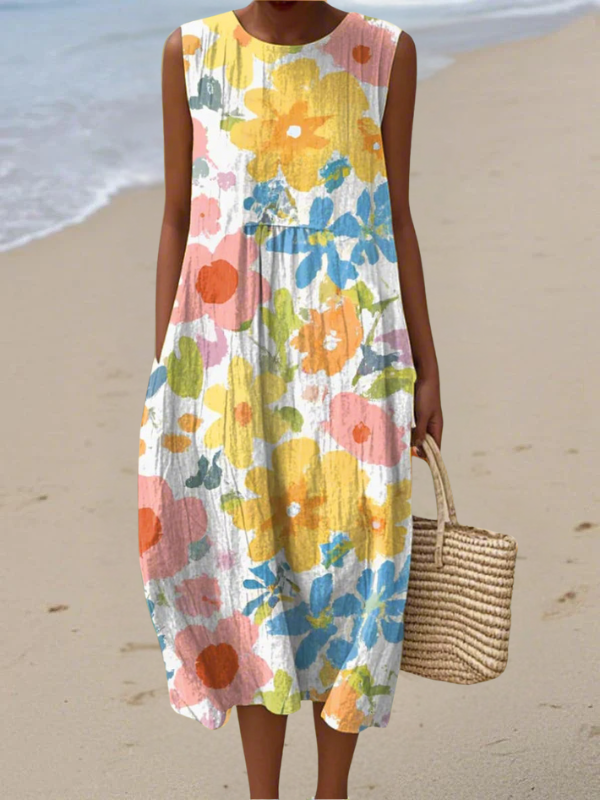 Kaylee™ | Pastel Floral Midi Dress