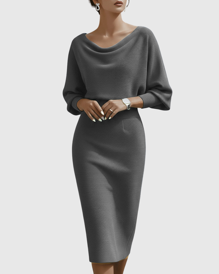 Paisley™ | White Draped Batwing Midi Dress
