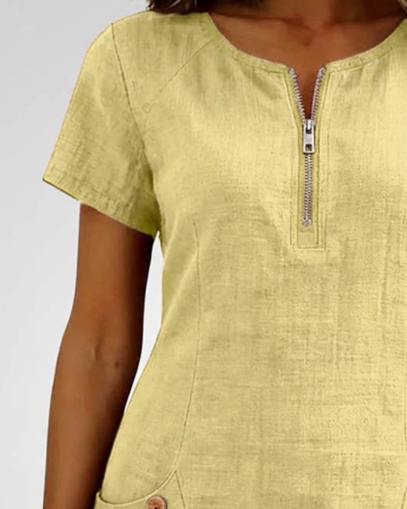 Amelia™ | Cotton Linen Dress Zipper