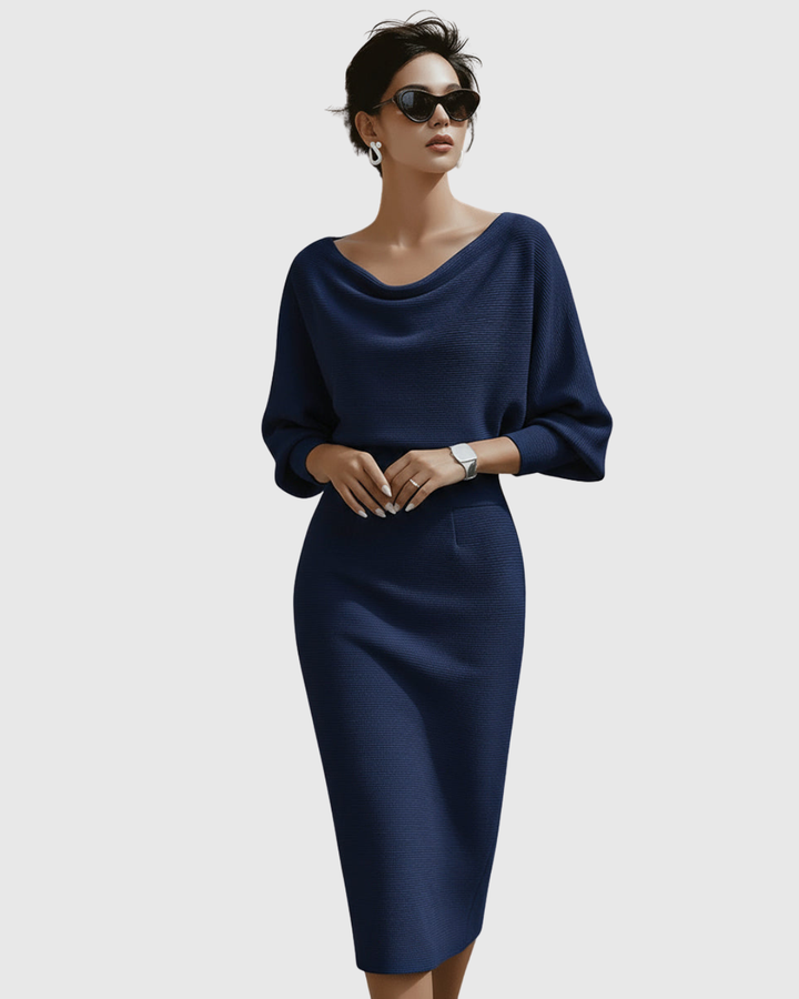Paisley™ | White Draped Batwing Midi Dress