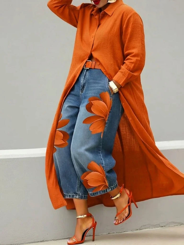 Audrey™ | Linen Shirt Dress and Jeans Set