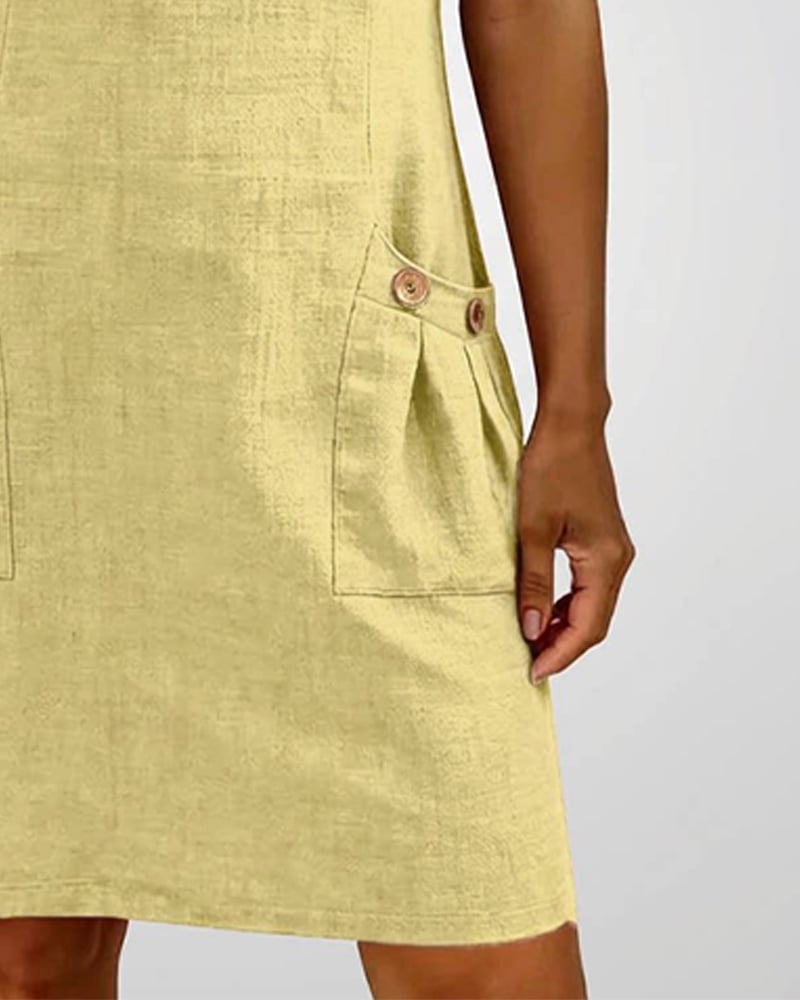 Amelia™ | Cotton Linen Dress Zipper