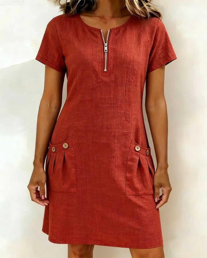 Amelia™ | Cotton Linen Dress Zipper