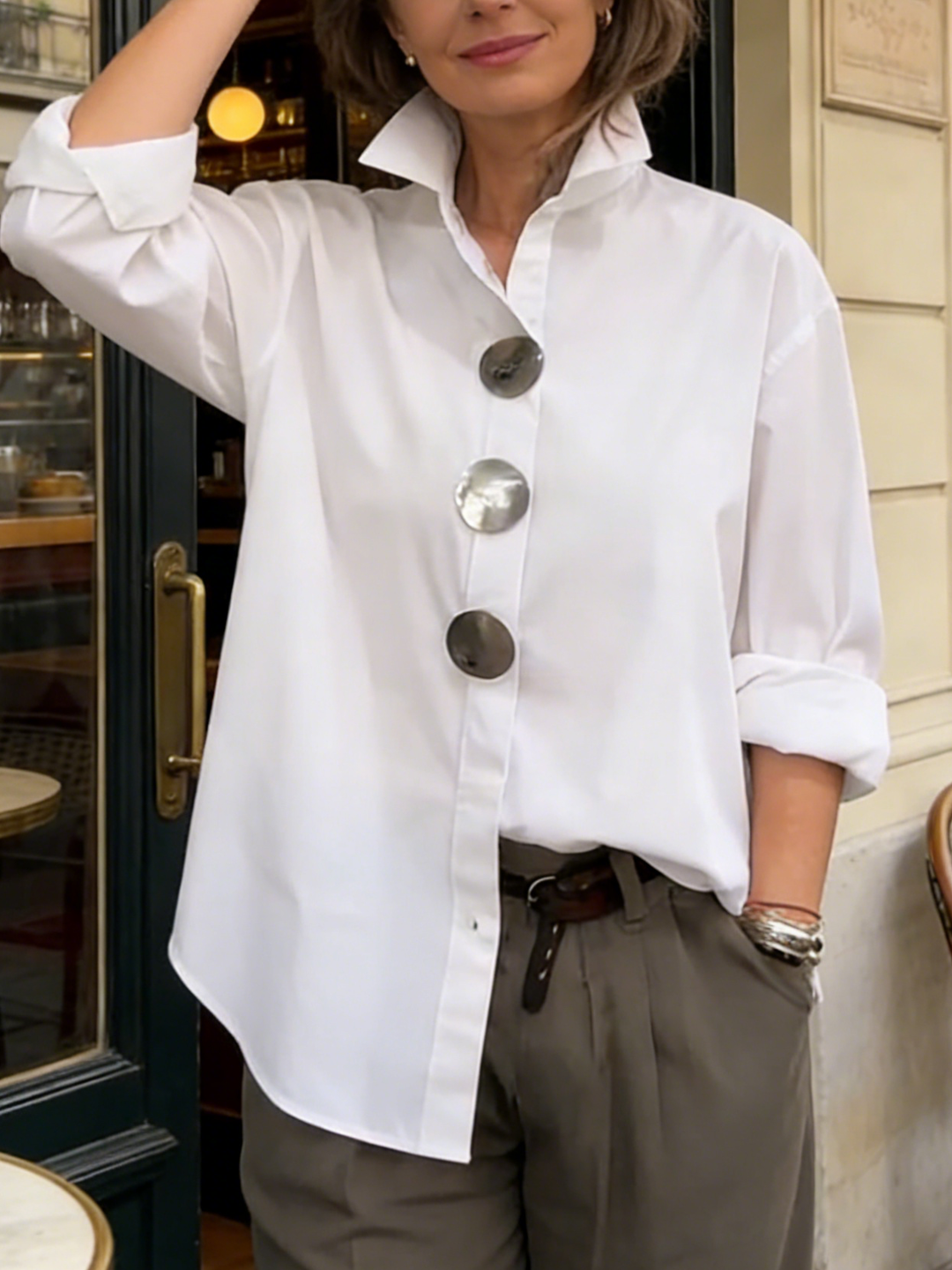 Sadie™ | Statement Button Collar Blouse