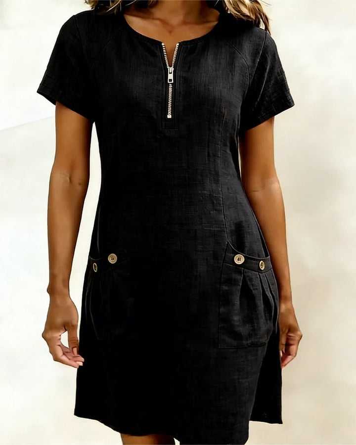 Amelia™ | Cotton Linen Dress Zipper