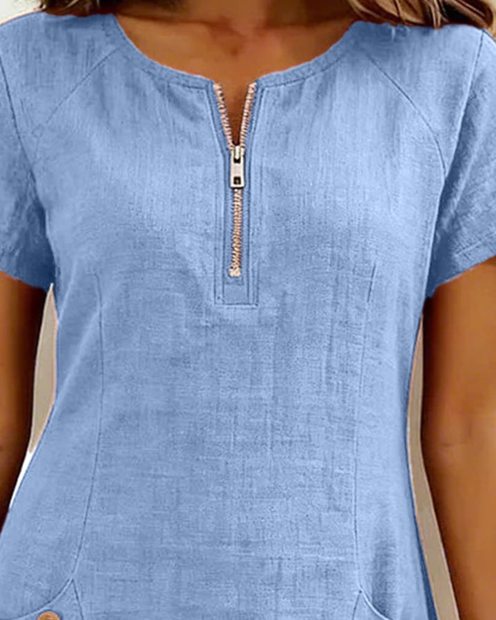 Amelia™ | Cotton Linen Dress Zipper