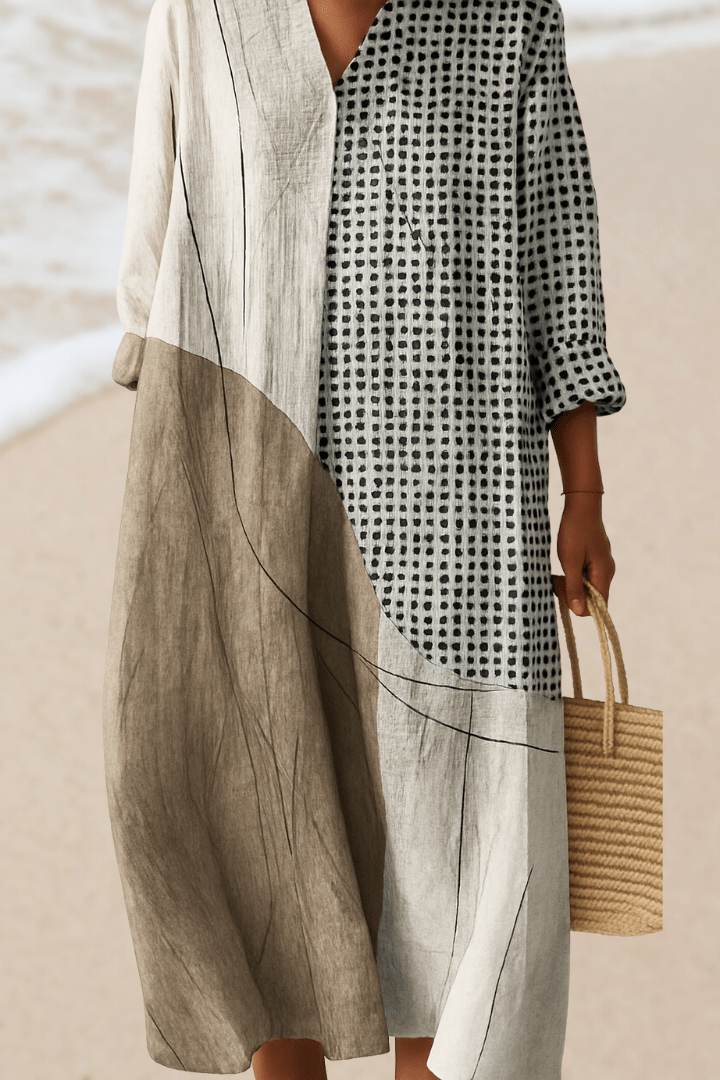 Ellie™ | Dune & Grid Coastal Dress