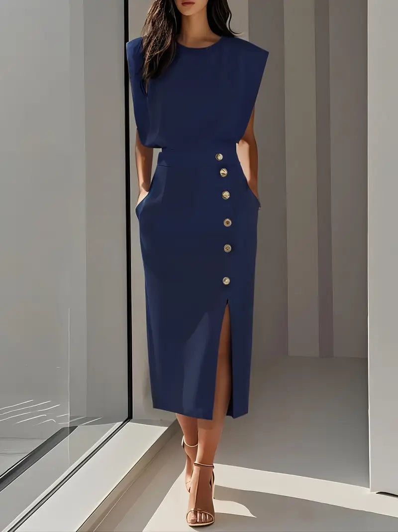 Lauren™ | Puti Midi Dress with Side Slit