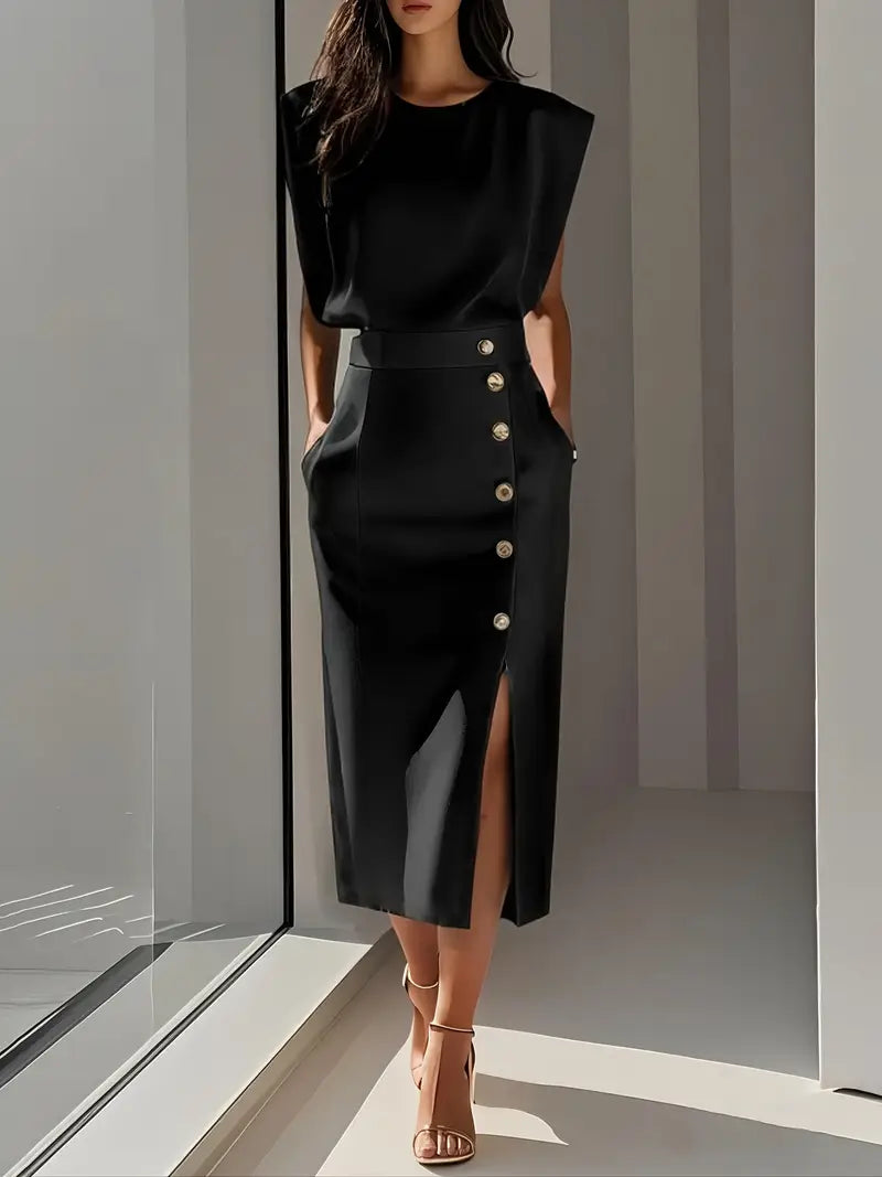 Lauren™ | Puti Midi Dress with Side Slit