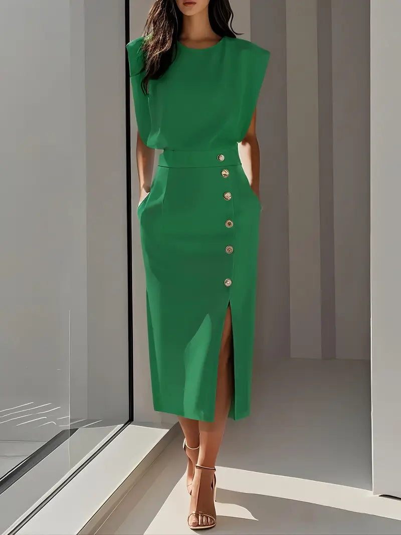 Lauren™ | Puti Midi Dress with Side Slit