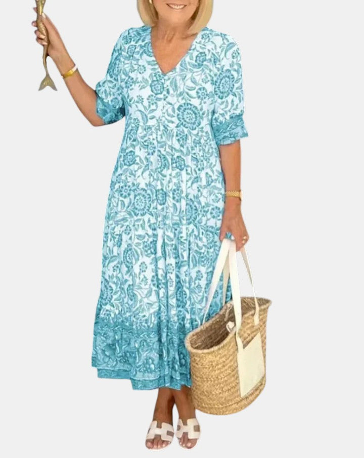 Sydney™ | Elegant Floral Dress with V-Neck