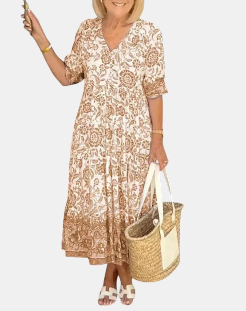 Sydney™ | Elegant Floral Dress with V-Neck