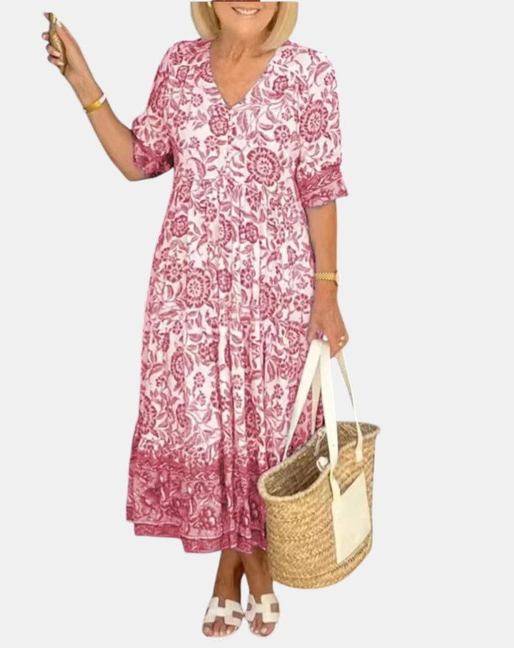 Sydney™ | Elegant Floral Dress with V-Neck