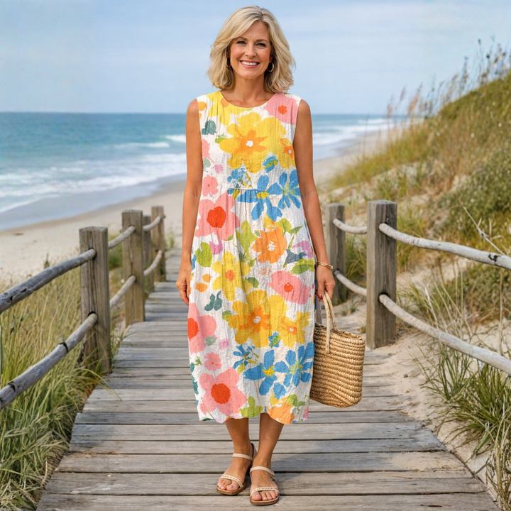 Kaylee™ | Pastel Floral Midi Dress