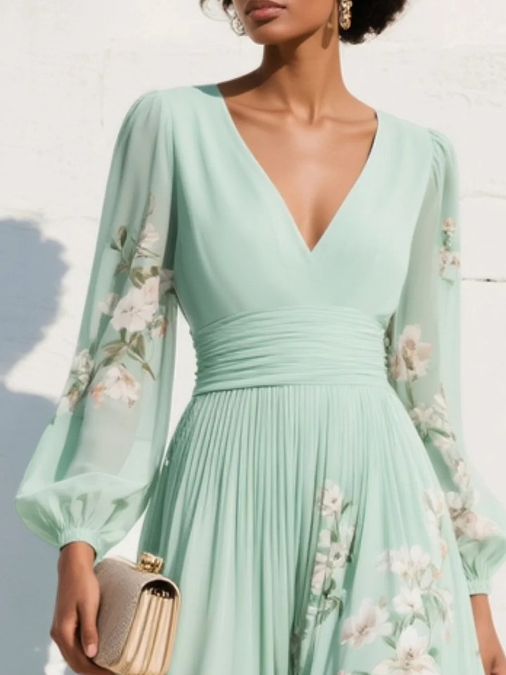 Scarlett™ | Pleated Chiffon Midi Dress