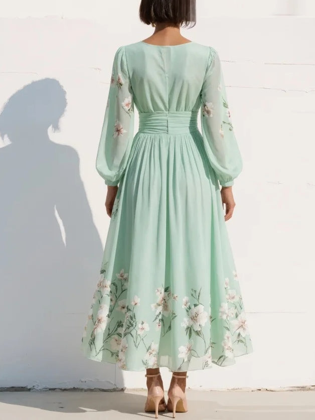 Scarlett™ | Pleated Chiffon Midi Dress