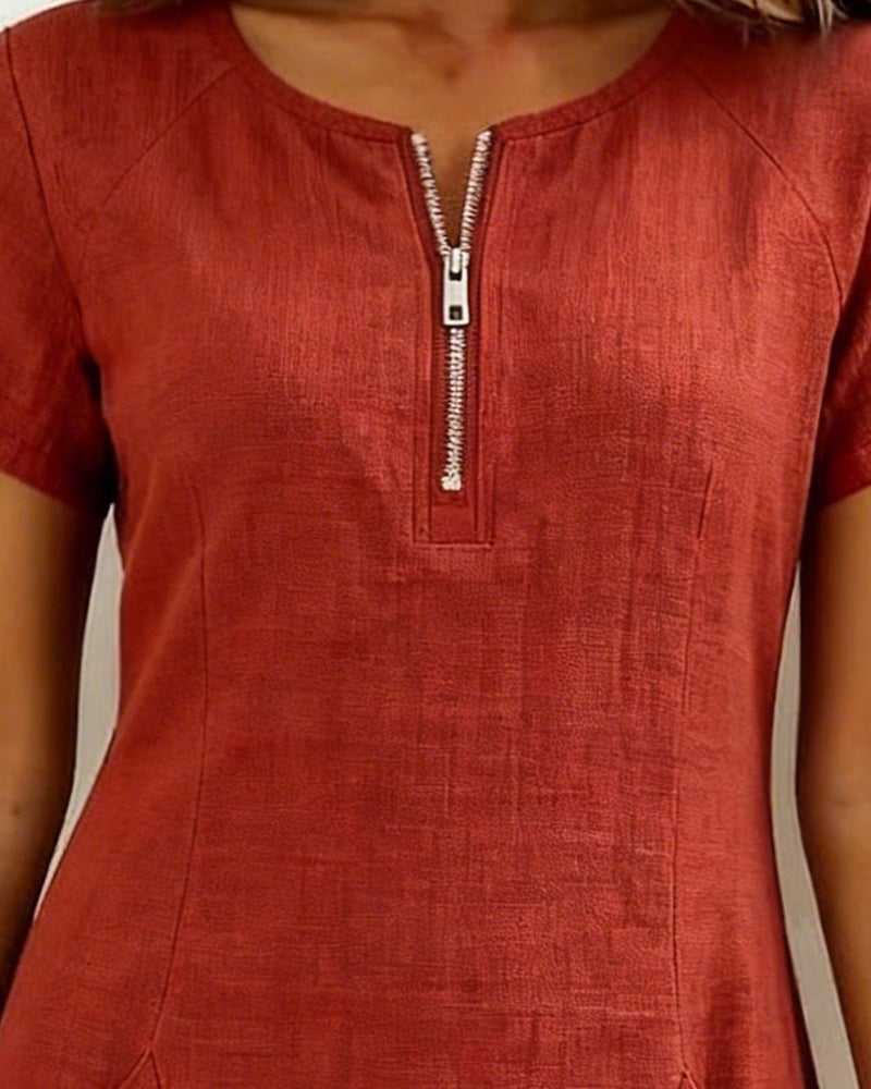 Amelia™ | Cotton Linen Dress Zipper