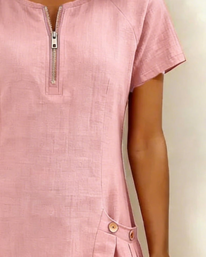 Amelia™ | Cotton Linen Dress Zipper
