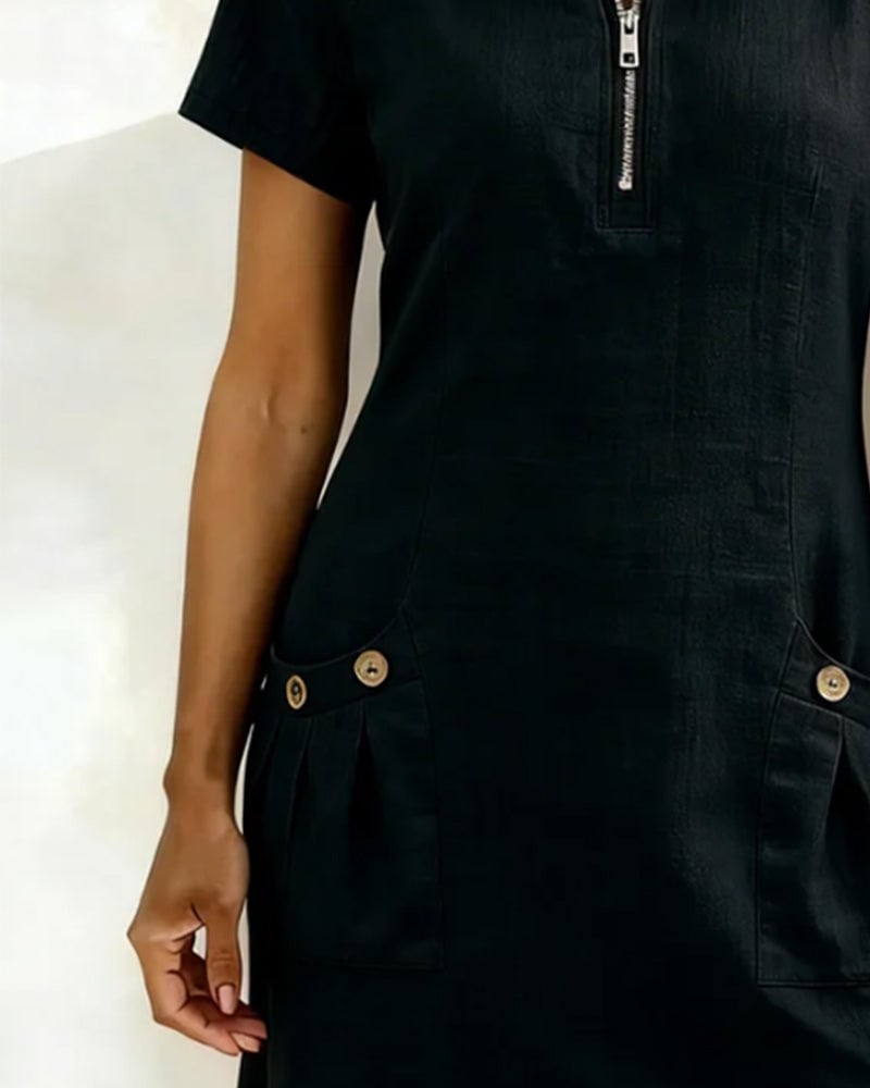 Amelia™ | Cotton Linen Dress Zipper