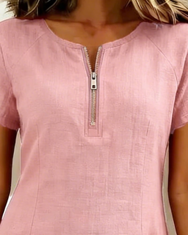 Amelia™ | Cotton Linen Dress Zipper
