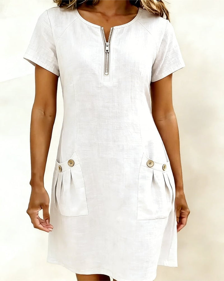 Amelia™ | Cotton Linen Dress Zipper