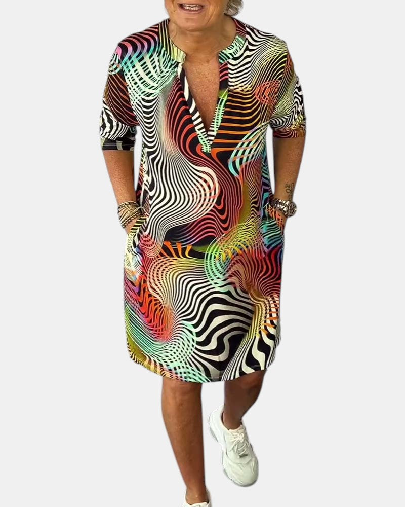 Aurora™ | Colorful V-Neck Dress