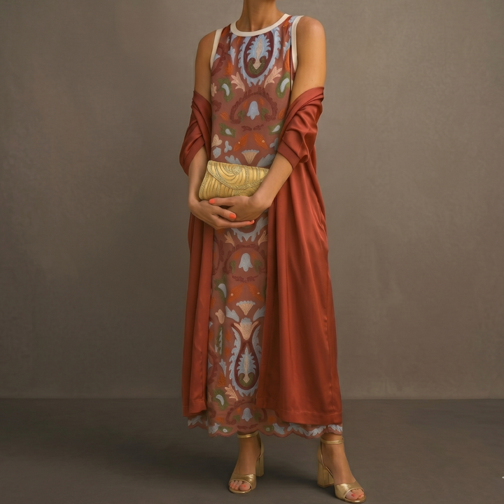 Aria™ | Printed Maxi Dress with Vest