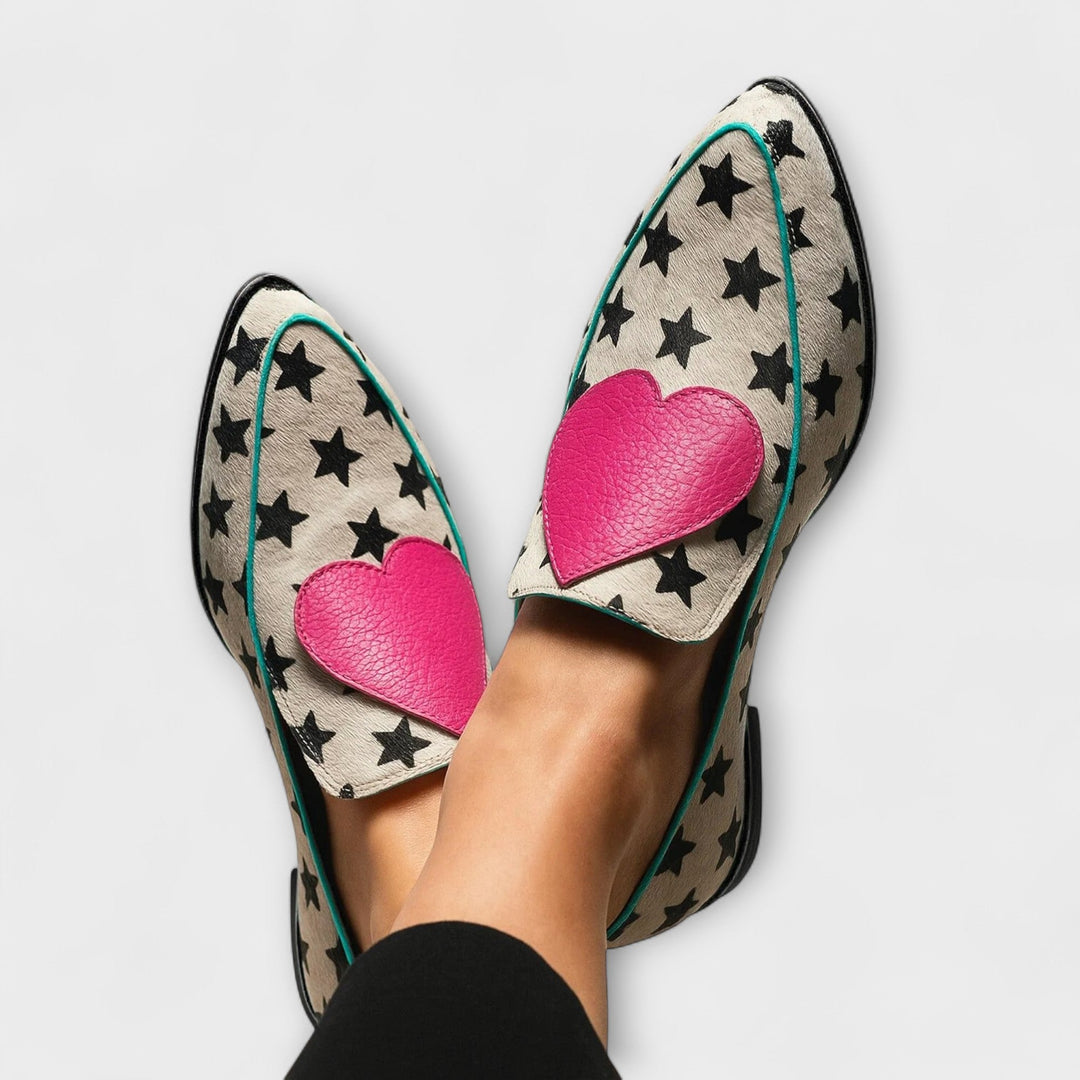 Hailey™ | Shona Beige Heart Loafers