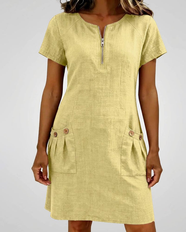 Amelia™ | Cotton Linen Dress Zipper